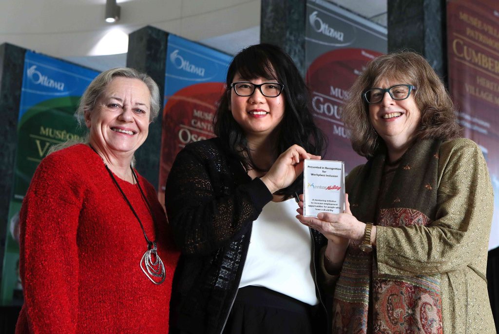 A picture of three professional women posing for a MentorAbility photo. Linda Simpson (PPRC), Stacey Wu (City of Ottawa) and Susan Forster (PPRC)