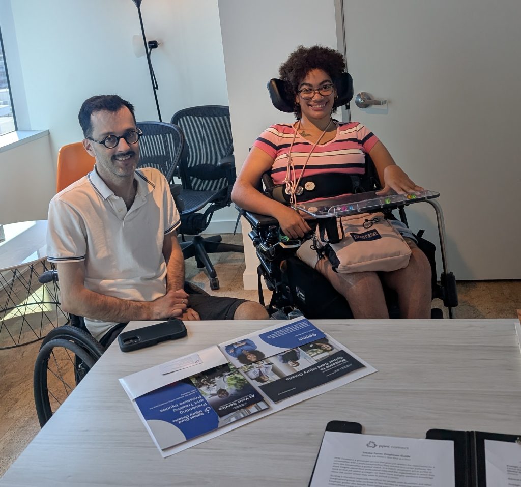 Left to Right: Brett Babcock, Peer Support Coordinator, Spinal Cord Injury Ontario Jay Baldwin, PPRC Job Seeker